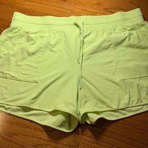 Athletic Works Size XL (16-18) lime green pocketed elastic waist shorts